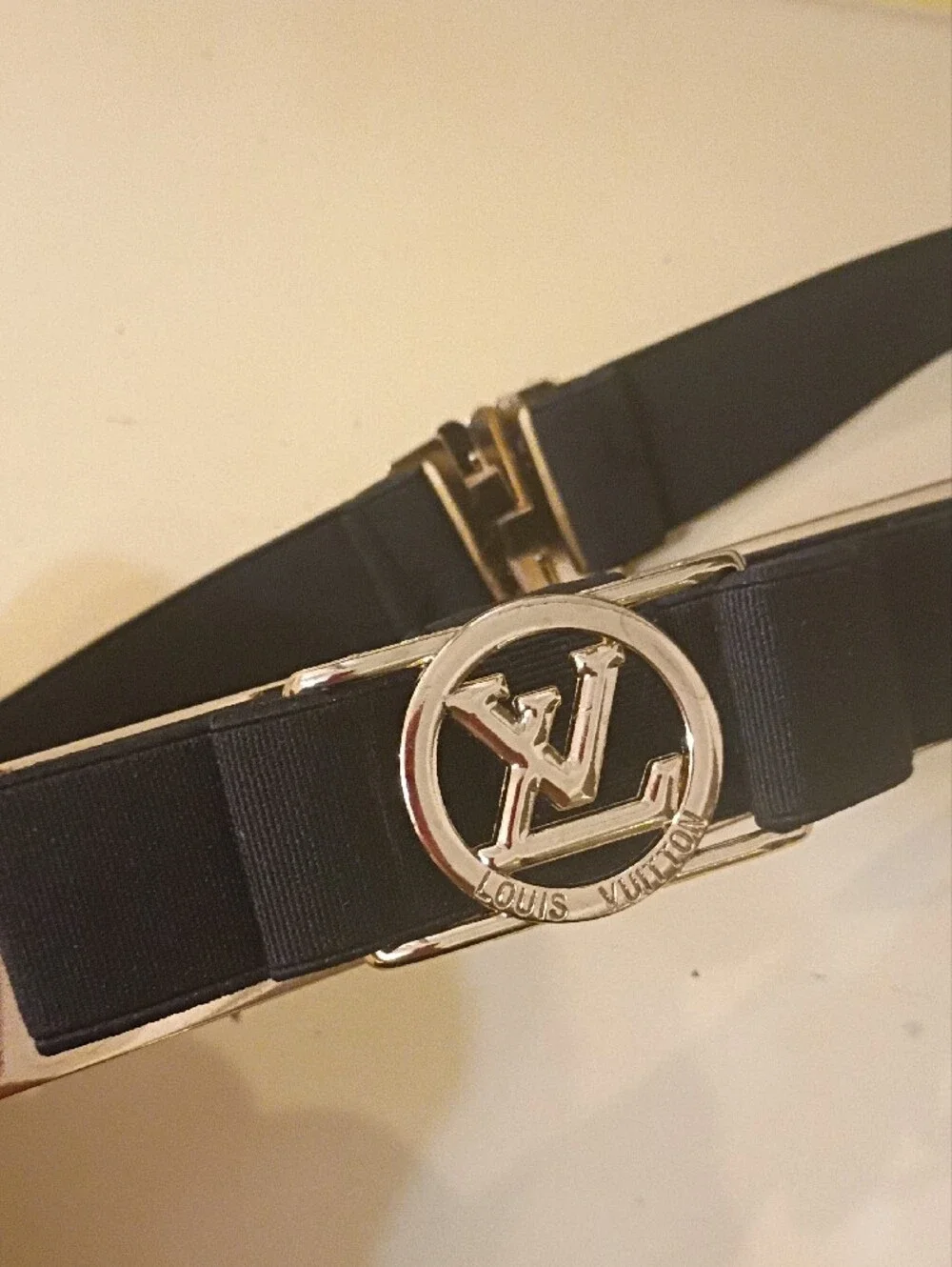 Designer-Inspired Black & Gold Waist Belt with Decorative Buckle